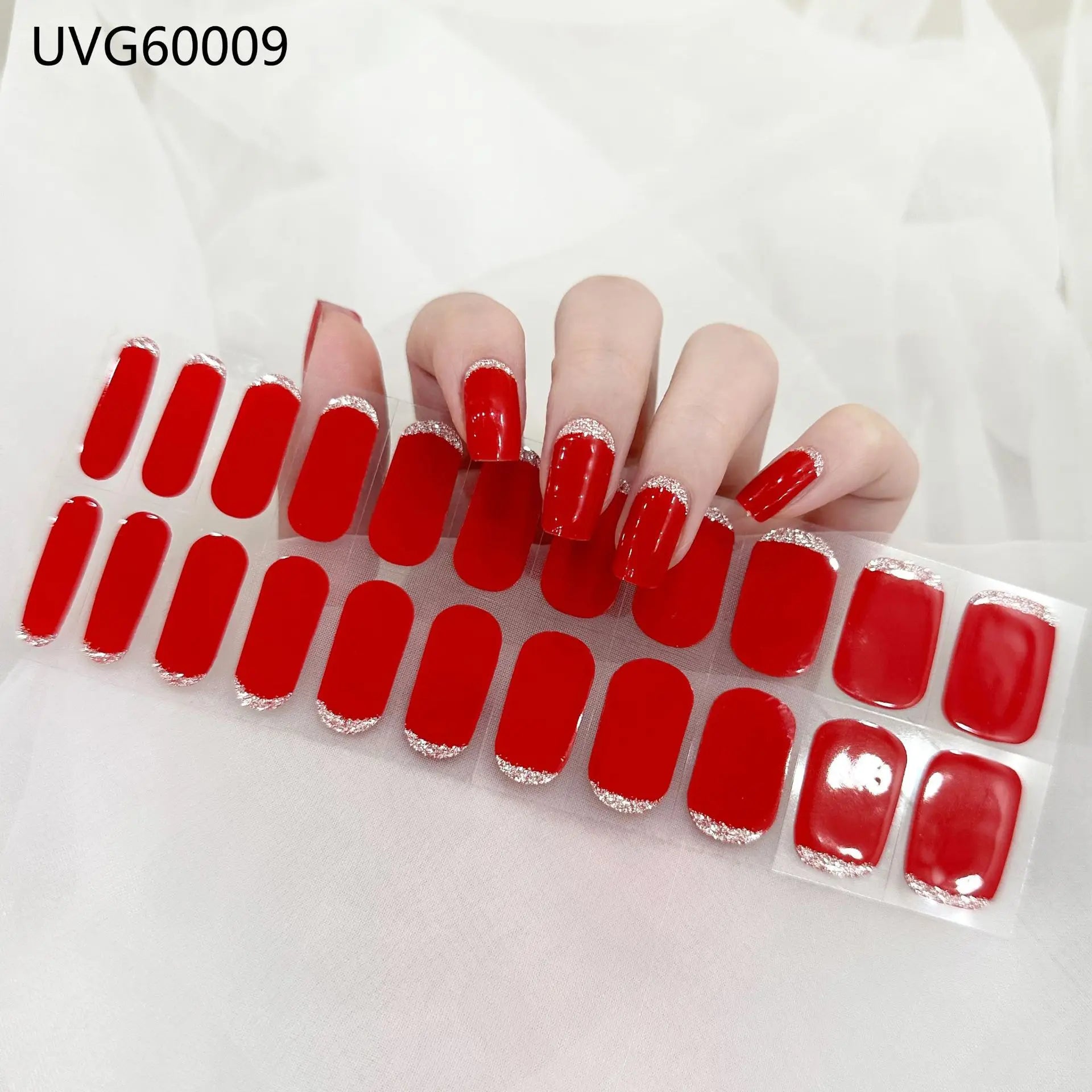 20/22tipsChristmas Semi Cured Nail Sticker UV Led Lamp Semi Cured Gel Design Nail Decals Waterproof Nail Stickers Nail Manicure