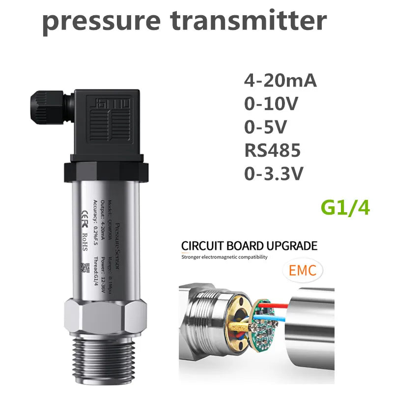 G1/4" 10bar 20bar 300bar 6bar 5Mpa Pressure Sensor oil water gas 4-20mA 0-3.3V pressure transmitter