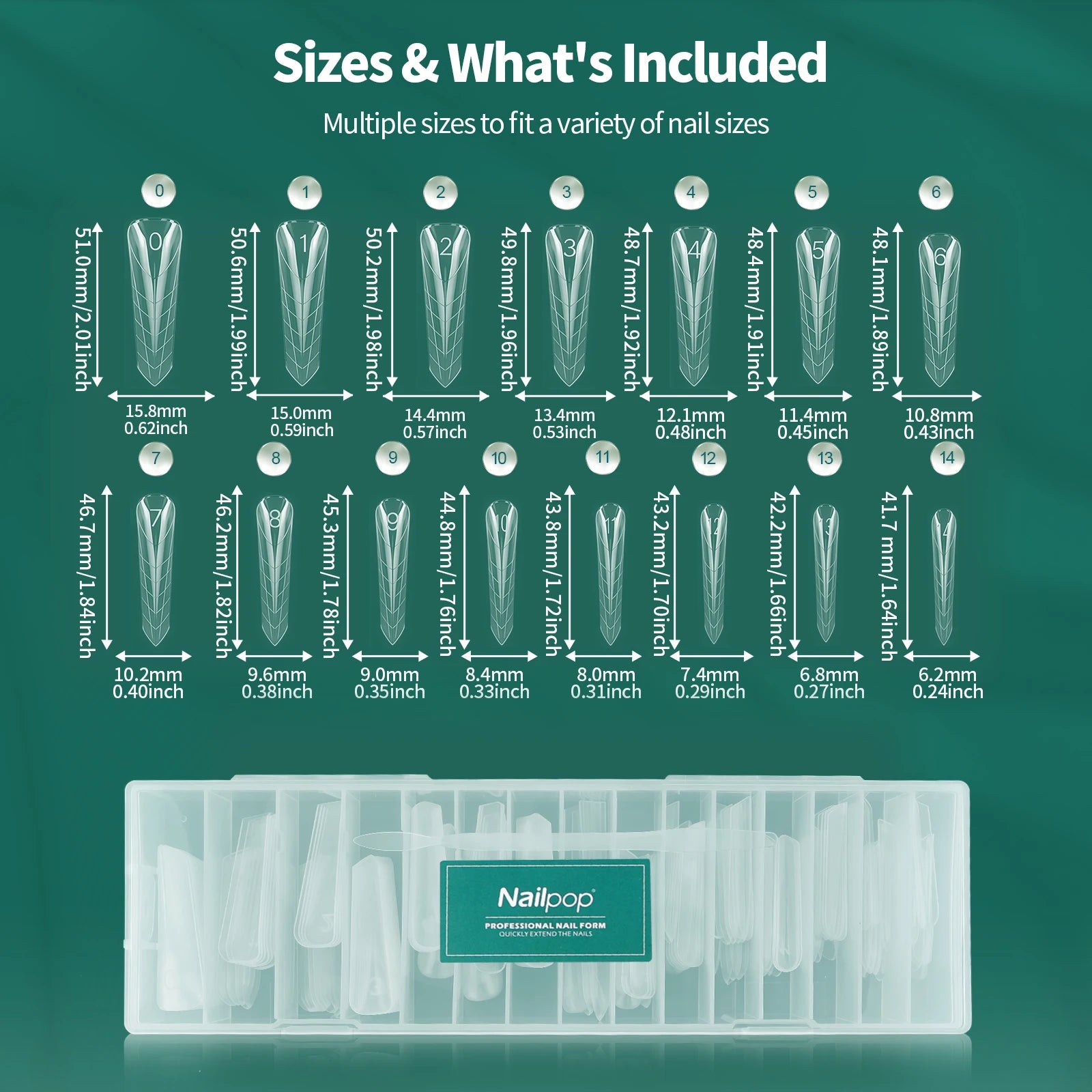 Nailpop Transparent Nail Extension Film 150 Pcs 15 Sizes Pyramid Shape Nail Forms For Gel Acrylic Manicure Professional Tools