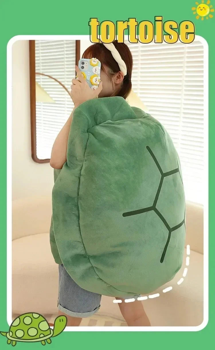 Wearable Turtle Shell Pillow Creative Soft Tortoise Back Pillow Plush Body Giant Cushion Adult Dress Up Gift Bedroom Decoration