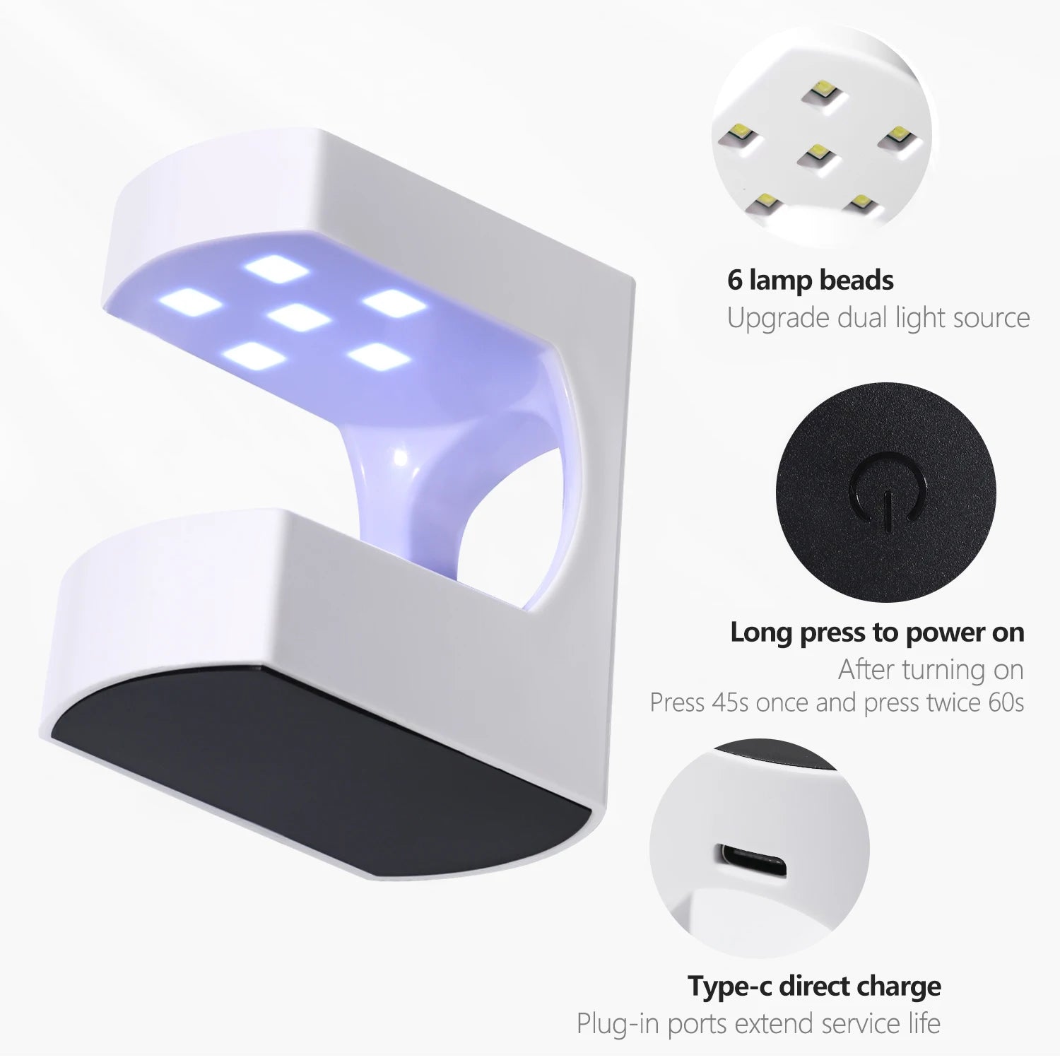 YIKOOLIN Mini LED Nail Lamp with Timer Quick-Dry Light Portable Travel Nail Dryer for Manicure Art DIY Nail Art