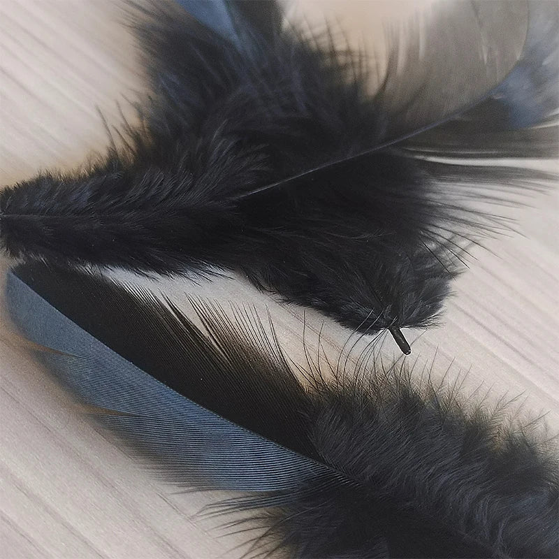 390pcs Black Feathers For Crafts Assortment Bulk Small Hats Plumas Decoration Vases Massage Carnival Salon Hackle Chicken 4-9cm