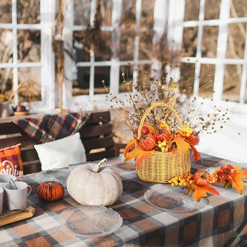 Artificial Maple Leaf Pumpkin Berry Branches Autumn Harvest Home Table Ornament DIY Thanksgiving Halloween Party Decorations