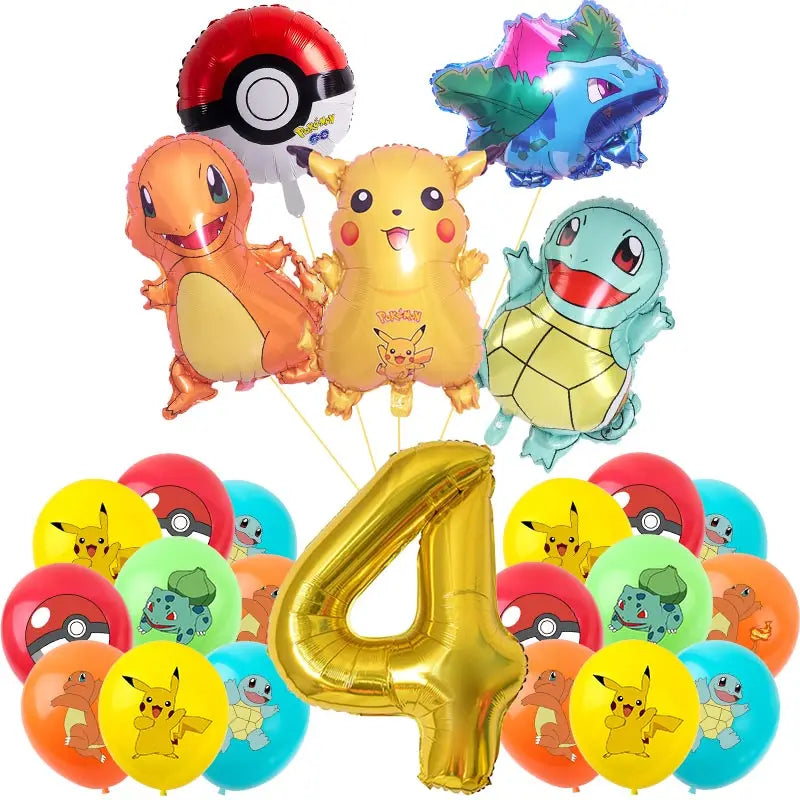 Pokemon Theme Birthday Party Decoration Supplies Cartoon Pokemon Go Tableware Cups Plates Pikachu Balloon For Baby Shower Favors