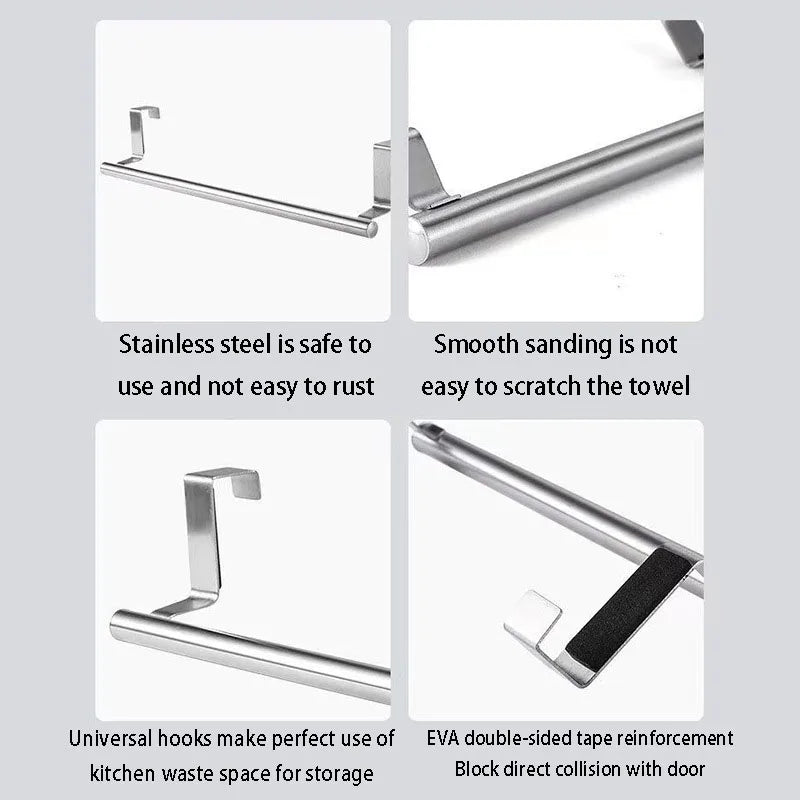 Cabinet Door Back Hanging Rack Kitchen Accessories No Punching Required Towel Bar Kitchen Organizing Shelf Organizer Storage