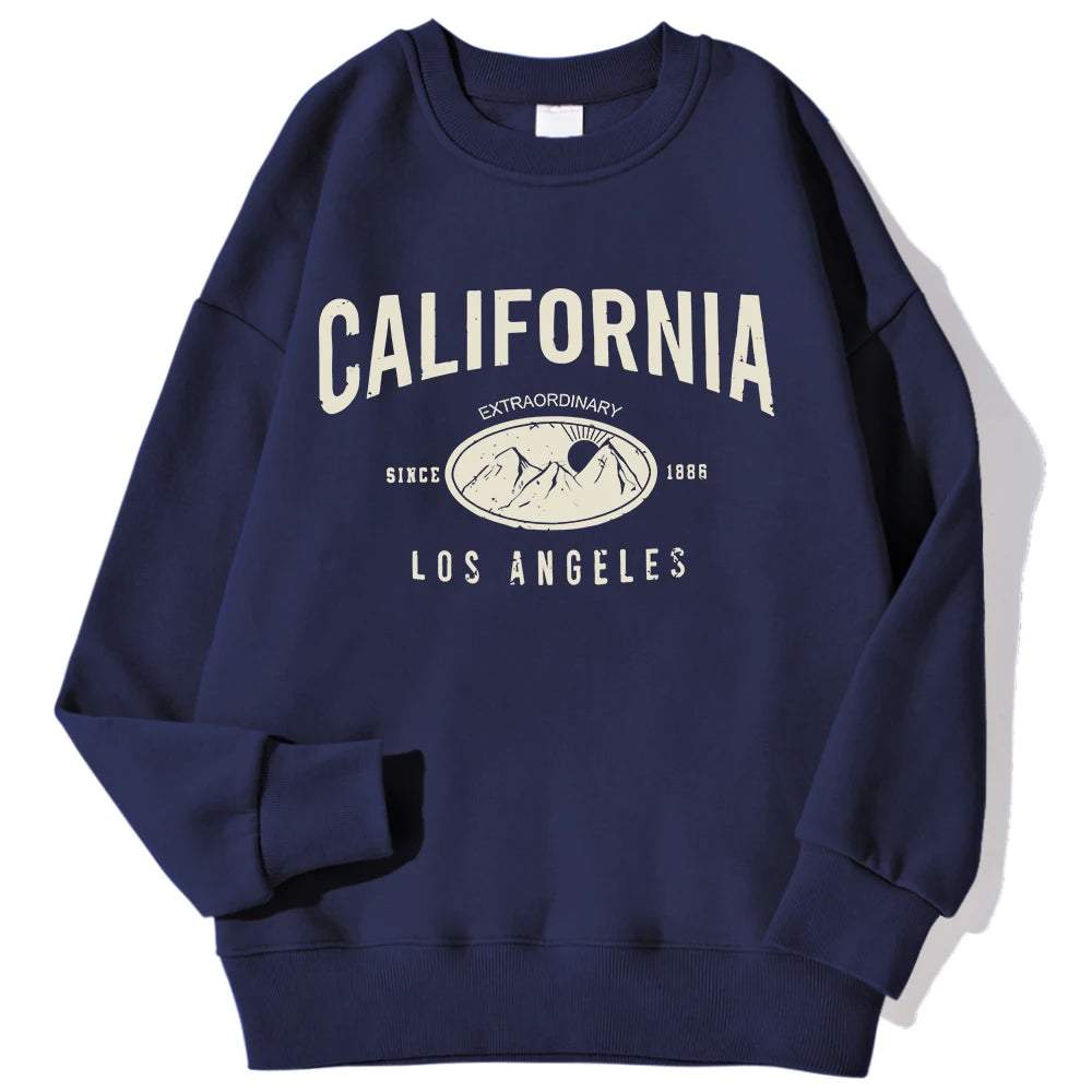 New York California Malibu Letter Sweatshirts Winter Women Casual Loose Hoodie Fleece Warm Crewneck Pullover Comfortable Clothes