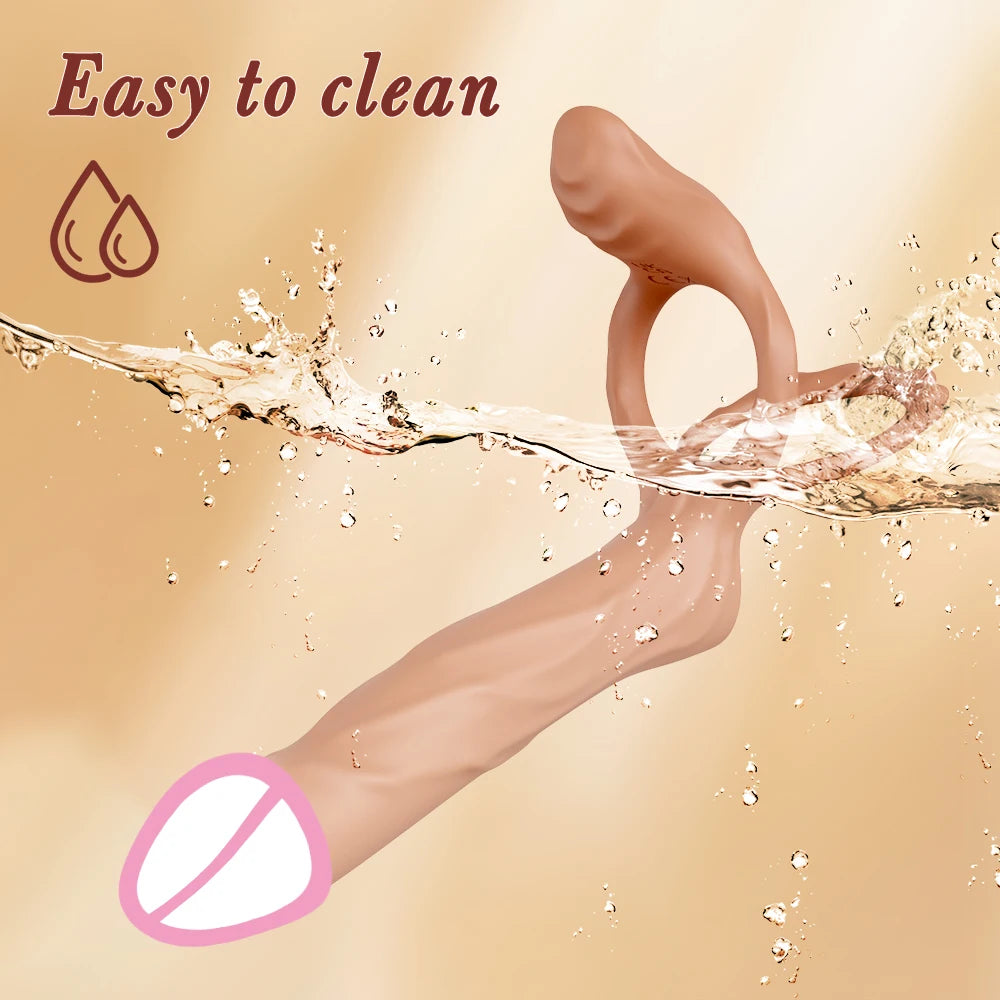 Double Penetration Cock Ring Anal Plug Dildo Vibrating Butt Plug Vibrator For Men Strap On Penis Erotic Sex Toys For Couples