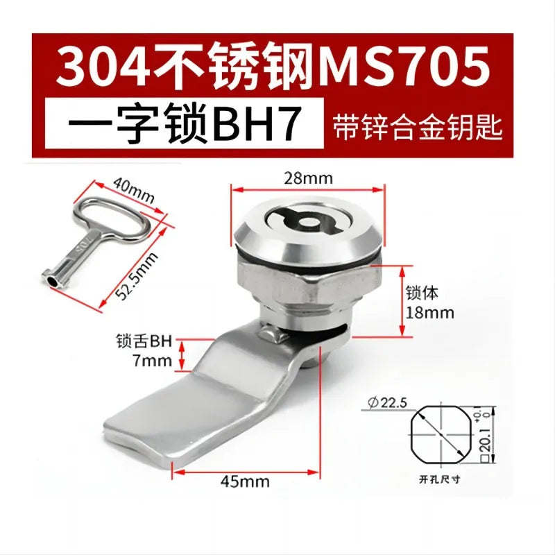 1 Set Stainless Steel 18mm Tool Lock Cam Cylinder Lock For Industrial Cabinet Cam Lock 18mm Electric Cabinet Lock Keys