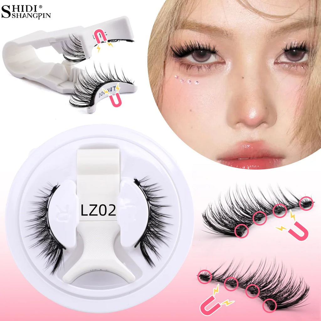 1Pair 3D Magnetic Lashes Kit Soft Natural Fluffy Reusable Faux Mink Eyelashes NO Glue Needed False Cilios Makeup Tools Mix Style