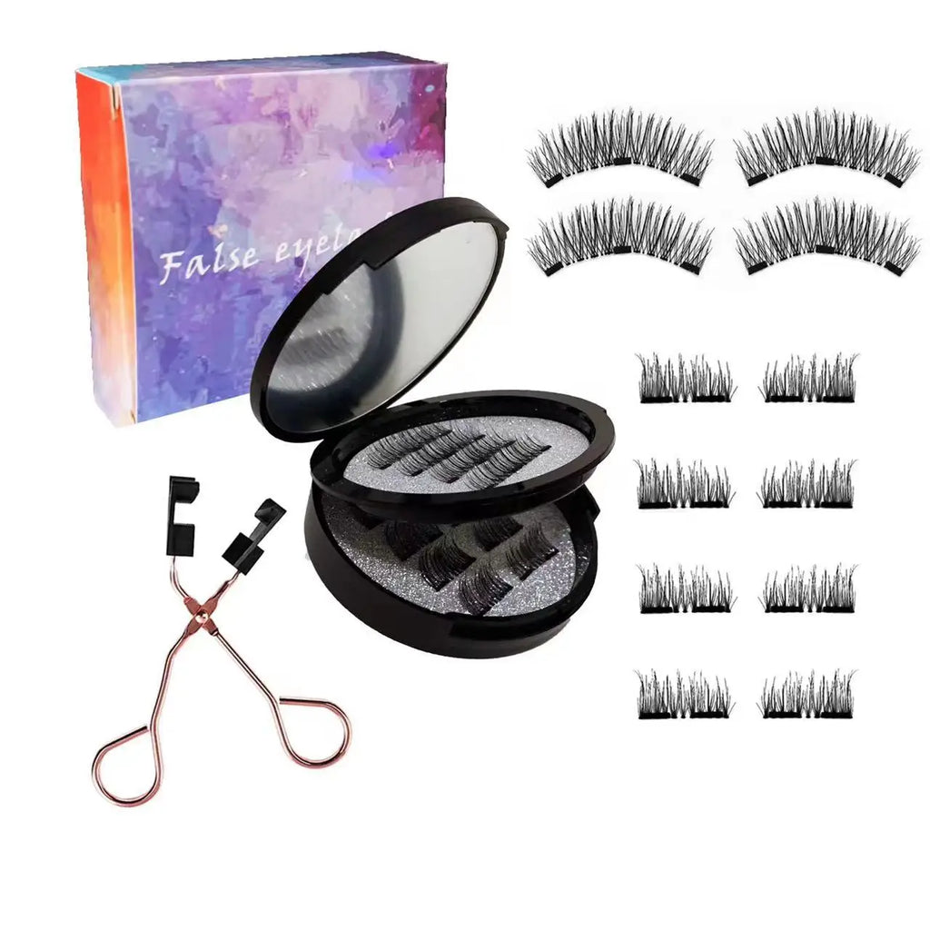 12pcs Magnetic False Eyelashes Magnetic Half Eyelashes Double Box With Mirror Applicater Reusable Beauty Eye Makeup Set