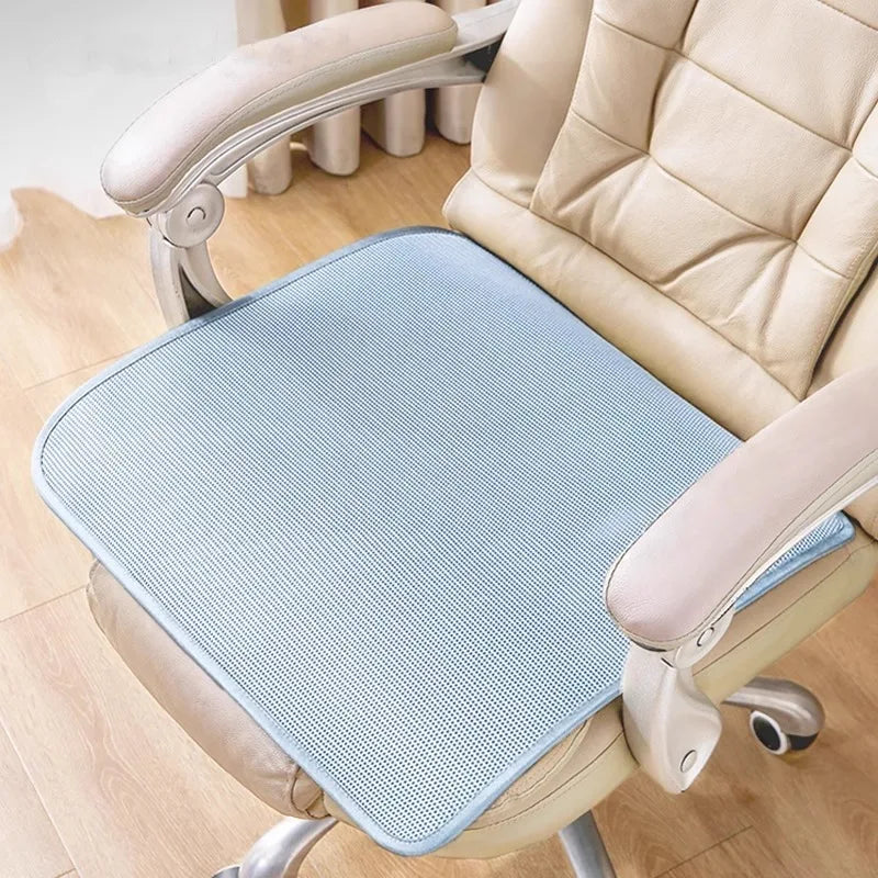 Solid Color Ice Silk Seat Cushion Summer Universal Non-slip Chair Cushion Cool Feeling Breathable Pad for Living Room Home