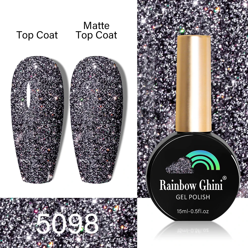 RG HEMA TPO FREE Neon Glitter Gel Nail Polish 15ml Nail Art Manicure Semi Permanent Gel Hybrid Varnishes Top Base Coat UV Nail