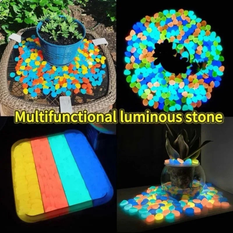 100-1000pcs Glow In The Dark Pebbles, Resin Luminous Stones For Landscape, Garden Paths, Potted Plants, Parks, Aquarium Decor