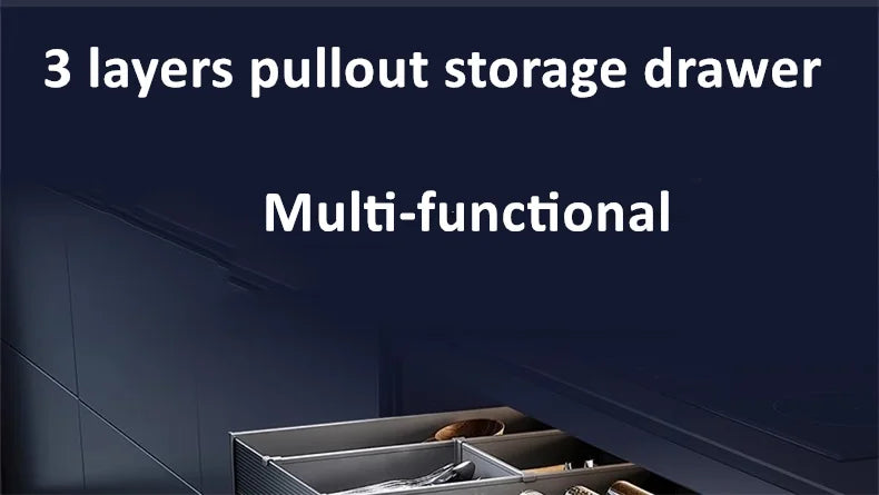 Goldmine Cabinet Organizers 3 Layers Aluminum Storage Baskets Drawers Tableware And Cookware Pullout Drawers For Kitchen