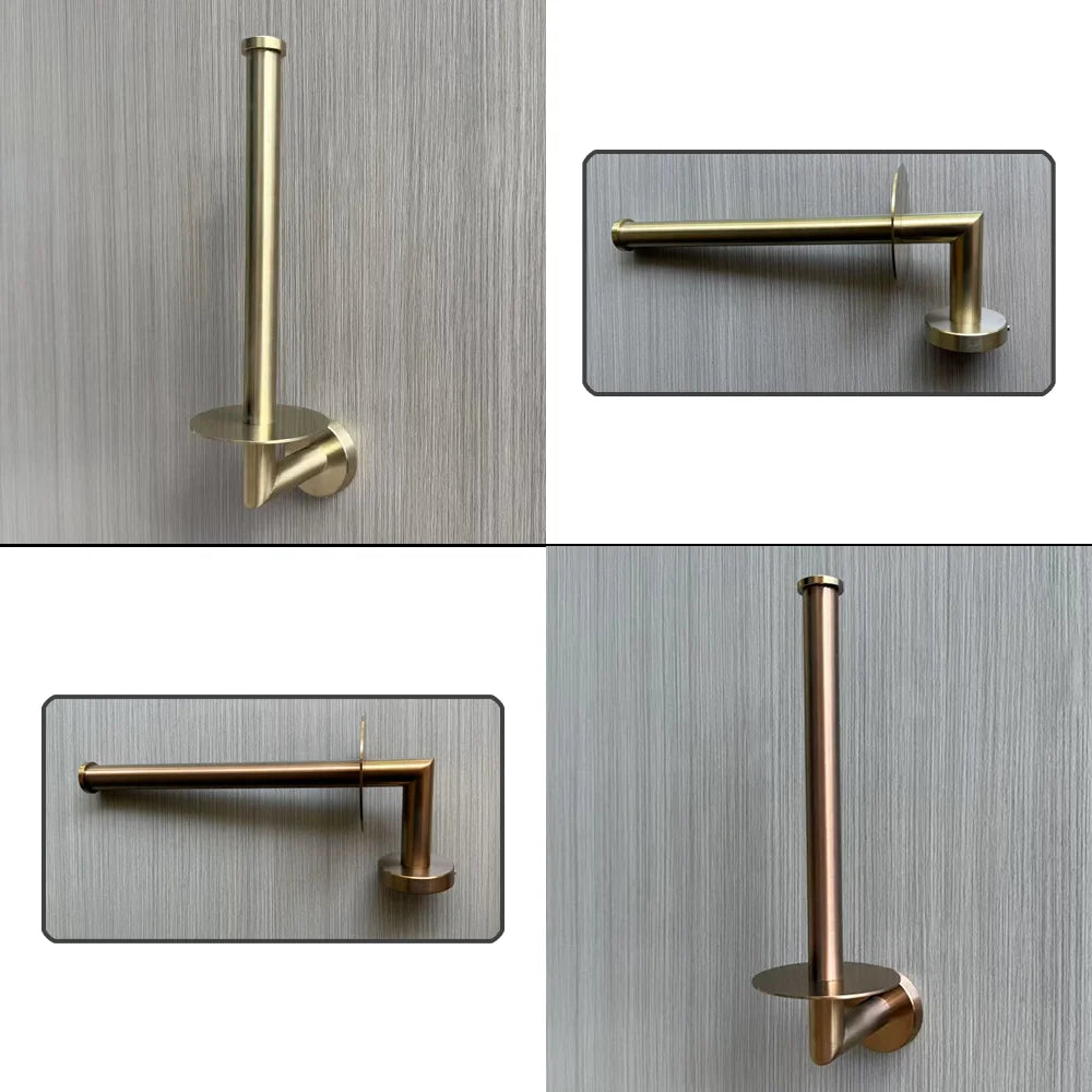 Gold Bathroom Wall Mounted 304 Stainless Steel Toilet Roll Paper Holder Organizers Rack Kitchen Napkin Dispenser Cabinet Storage