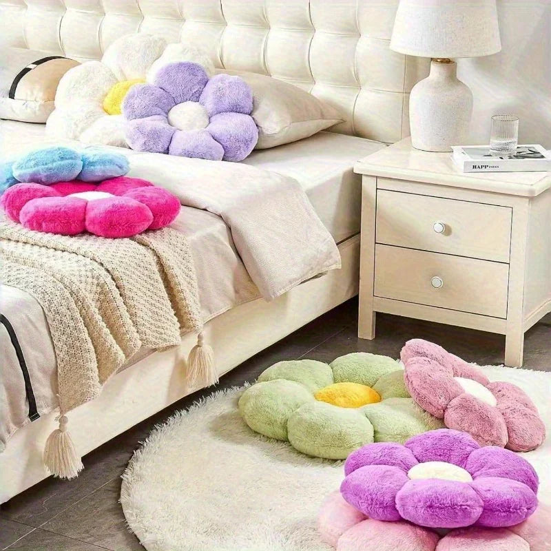 Soft Floral Shaped Plush Pillow-Polyester Fiber Decorative Cushion Charming Cozy Accessory for Living Room & Bedroom Decoration