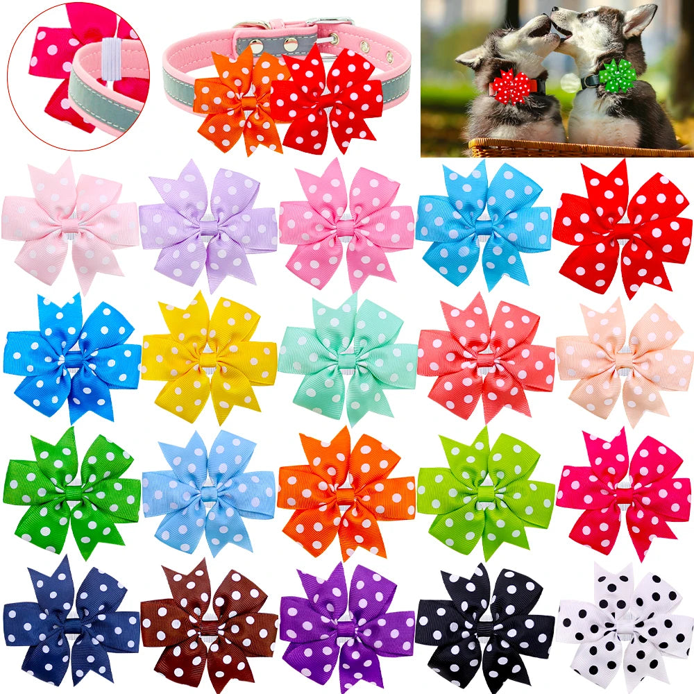 10ps Dog Bow Tie Small Dog Accessories Slideable Dog Bowties Dot Pet Supplies Pet Dog Collar Grooming Accessories For Dogs Cats