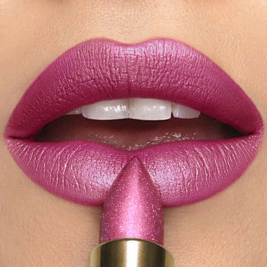 16 Colors 1PC Metallic Glitter Shiny Lipstick Lip Tint,Waterproof Lip Senior Matte Lip Makeup Gifts for Women Cosmetic Lip Glaze