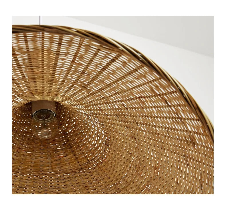 Bamboo Hanging Lamp Pendant Ceiling Light Rattan Wicker Lustre Hand Knit Braiding Suspended Home Dining люстра потол