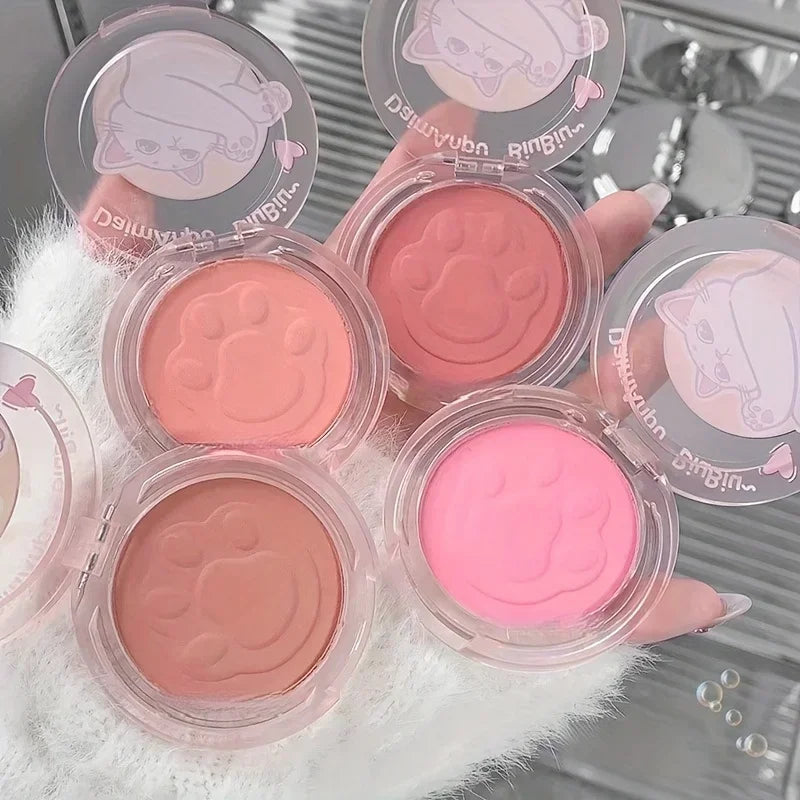 Matte 3D Single Color Blush Natural Cheek Tint Waterproof Face Contouring Powder Soft Korean Style Female Makeup Brightening