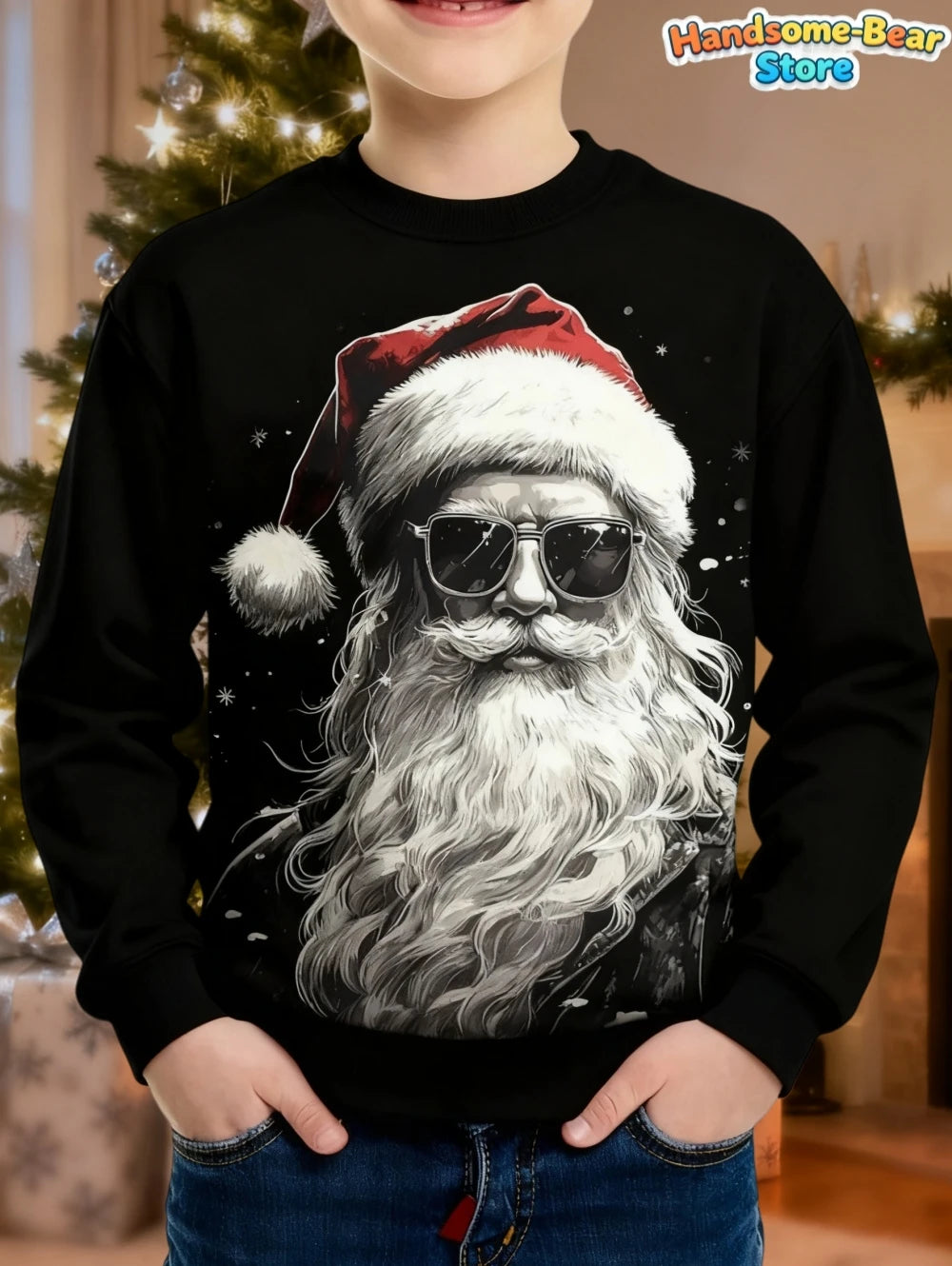 Children's Hoodies Santa Claus Christmas Print Girl Clothes Cute Cartoon Pullover Sweatshirt Casual Loose Children's Clothing