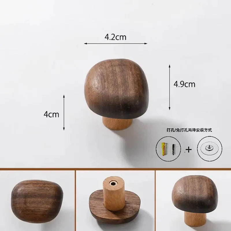 Nordic Creative Solid Wood Pebble-shaped Cabinet Door Drawer Handle Walnut Wall Mounted Coat Hooks Home Bag Key Decoration Hook