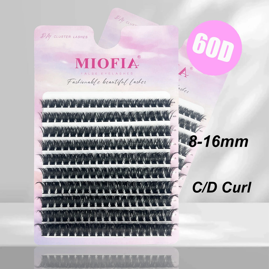 MIOFIA 30D/40D/60D/80D Fluffy Thick Individual Cluster Lashes C/D Curl 8-16mm Mixed Tray Natural Eyelash Extension Makeup Lashes