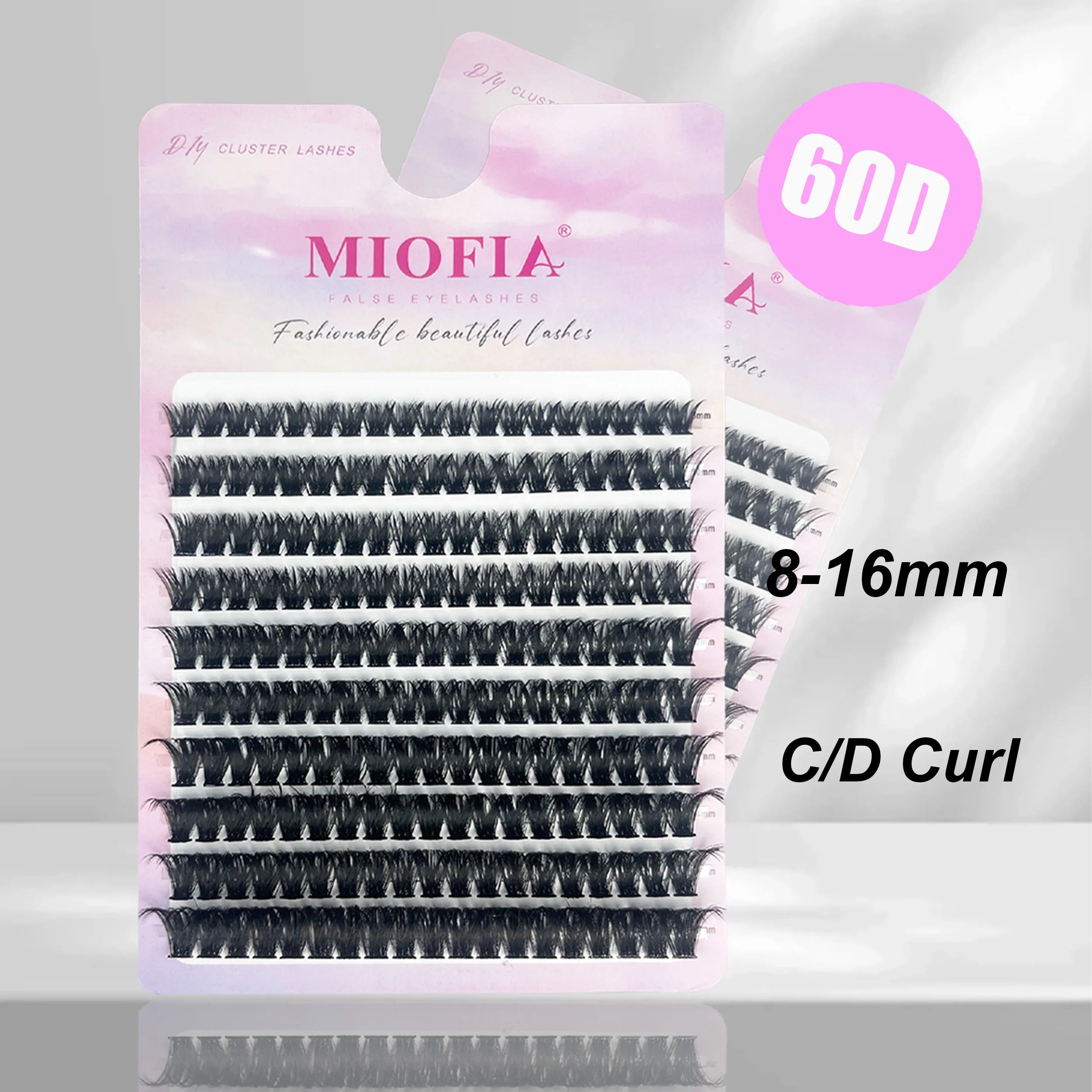 MIOFIA 30D/40D/60D/80D Fluffy Thick Individual Cluster Lashes C/D Curl 8-16mm Mixed Tray Natural Eyelash Extension Makeup Lashes