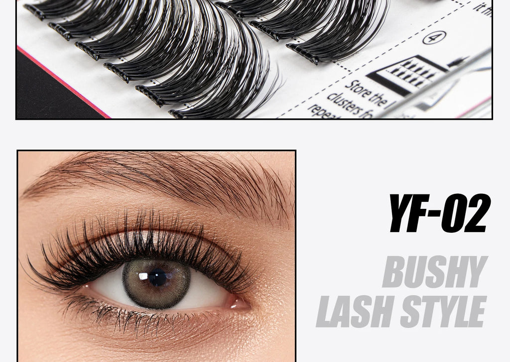 Vipuda Self Adhesive Cluster Lashes Press on No Glue Needed Segmented Eyelashes Reusable DIY Individual Eyelash Extension