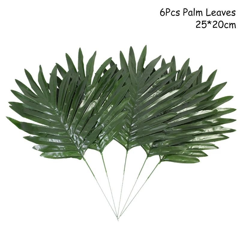 Hawaiian Artificial Tropical Palm Leaves Plant Summer Luau Aloha Jungle Theme Party Decoration Wedding Birthday Home Table Decor