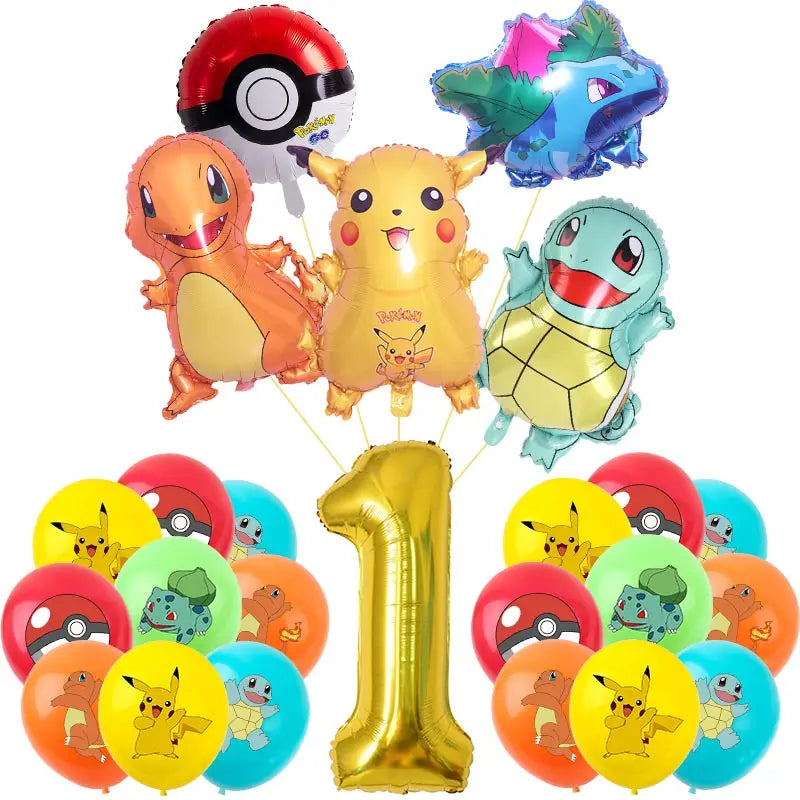 Pokemon Theme Birthday Party Decoration Supplies Cartoon Pokemon Go Tableware Cups Plates Pikachu Balloon For Baby Shower Favors