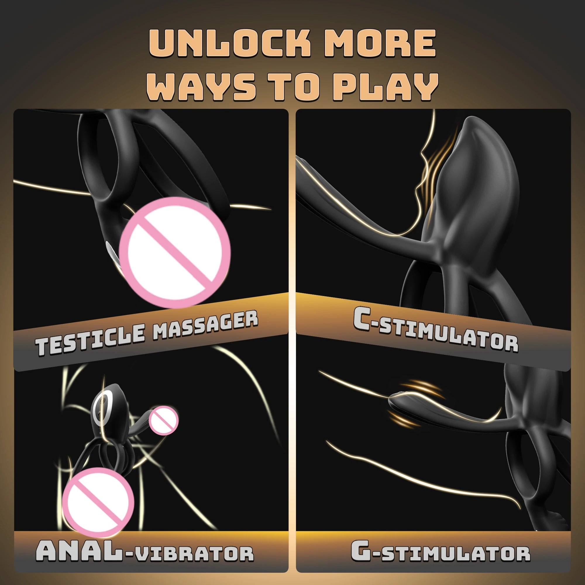 Kushor 4in1 Vibrating Cock Ring Vibrator Penis Ring G Spot Clit Stimulator Men Ejaculation Delay Remote Control Couple Sex Toy