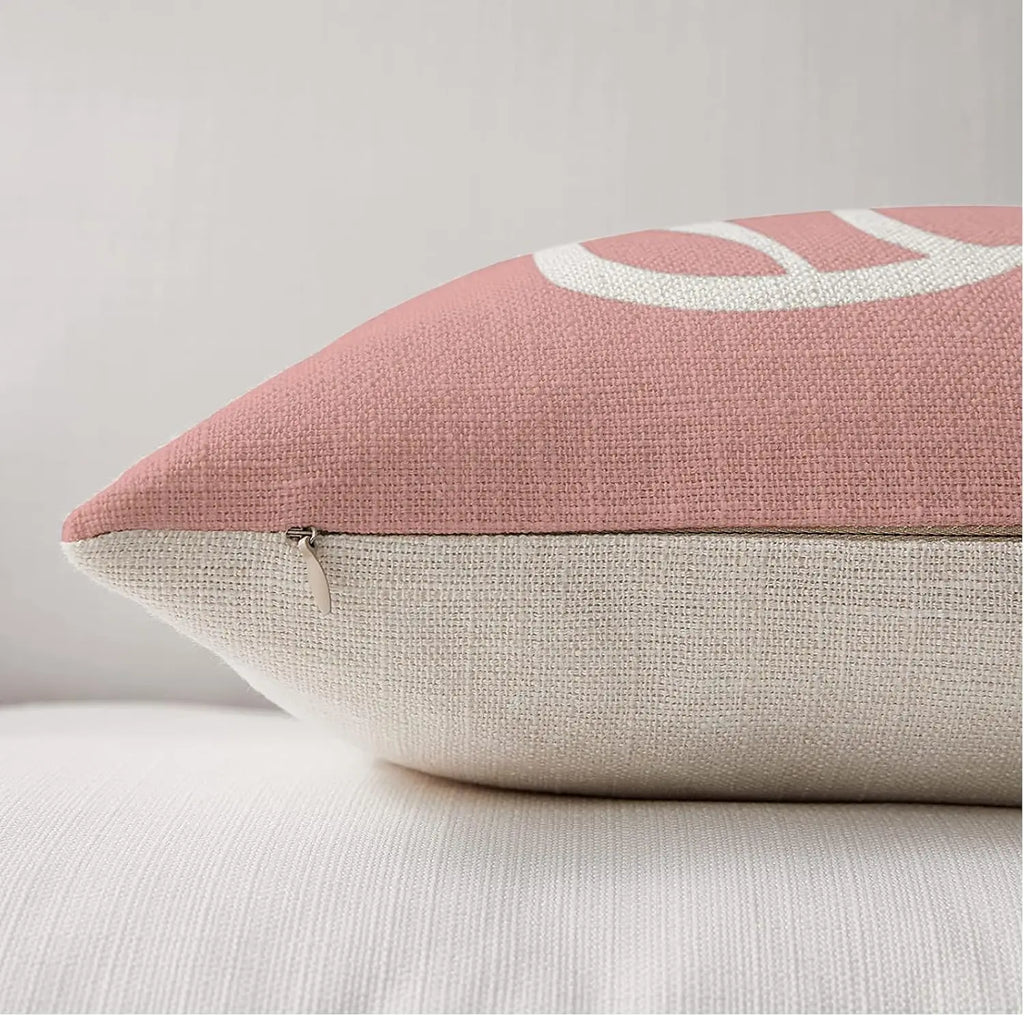 Pink Throw Pillows Cover Decoration Outdoor Linen Cushion Covers Decorative for Bedroom, Sofa, Chair, Bed, Garden