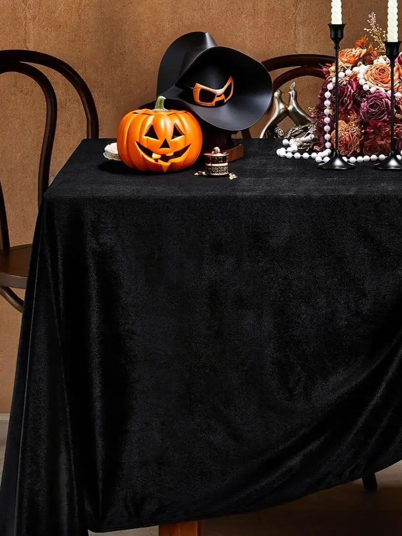 Black Velvet Tablecloth Halloween Luxurious Solid Rectangle Table Cloth for Party Wedding Kitchen Dinning Tabletop Decoration