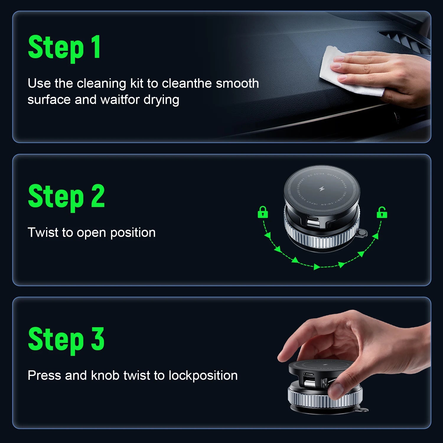 Magnetic Phone Holder Electric Car Mount Foldable Strong Vacuum Suction Stand For Cell Phone For iphone 12-16 Pro Mobile Phone