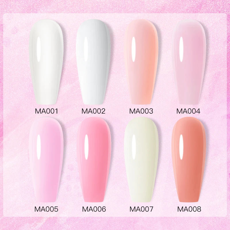 MEET ACROSS 20ML Nail Extension Gel Kit Quick Building Hard Gel Acrylic Crystal White Nude  Construction UV Gel Nail Polish Set