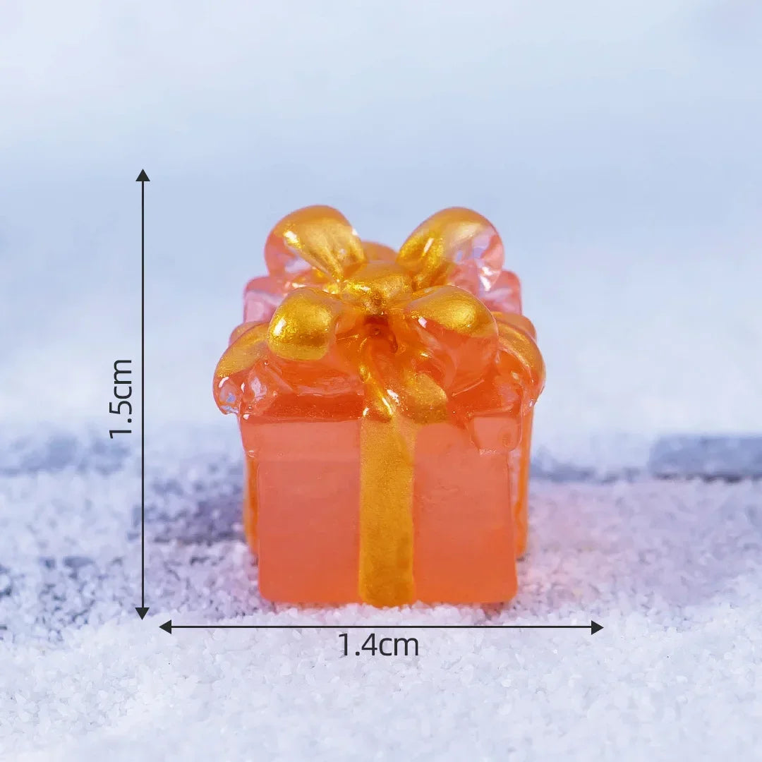 Christmas Luminous Gift Box Figurines DIY Decoration Micro Landscape Xmas Creative Luminous Small Figurines & Miniatures