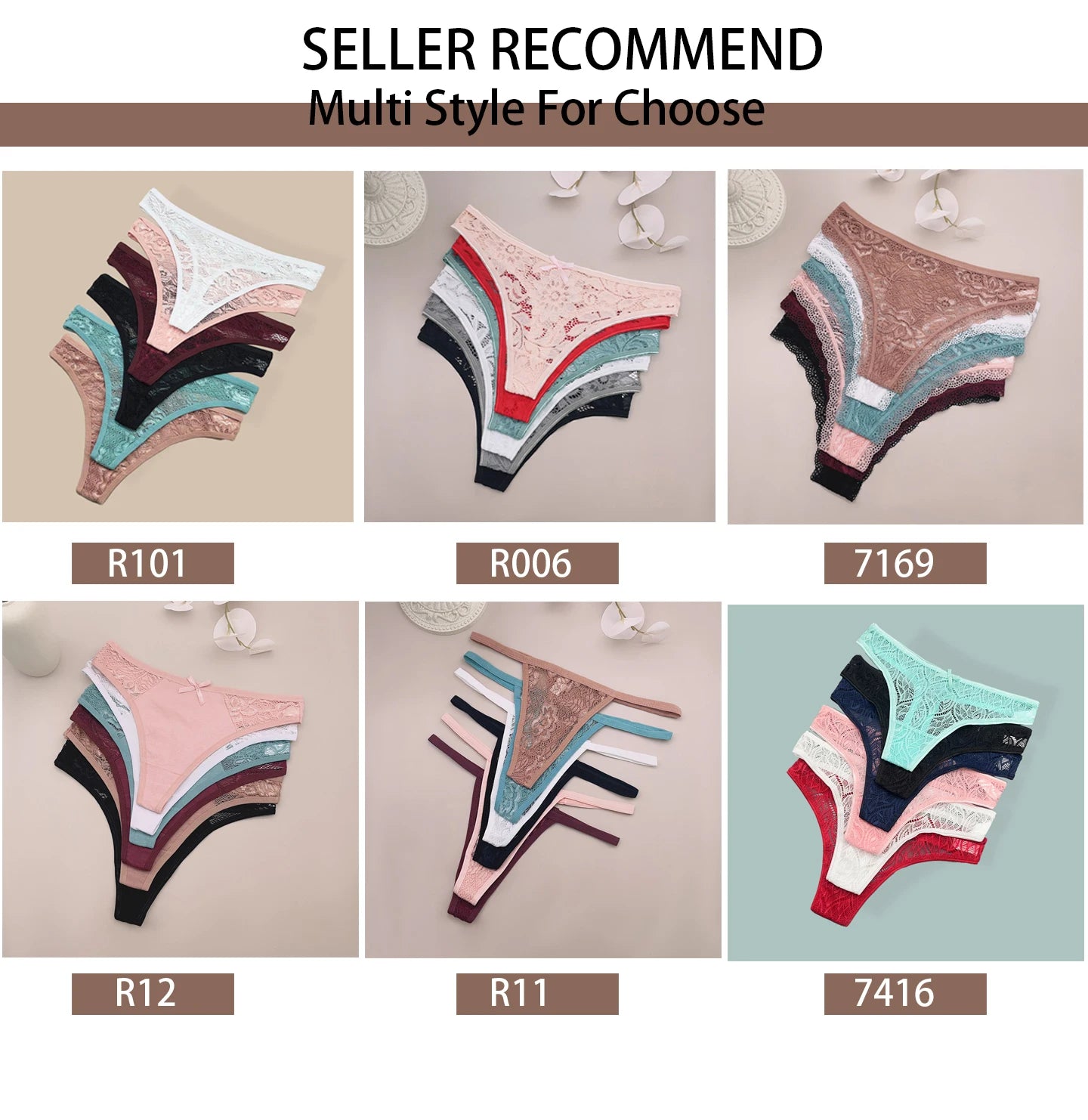 Moonflame 5Pcs Lace Cotton Thongs Underwear Lingerie For Women T-back Ladies Transparent G-string Girls Panties