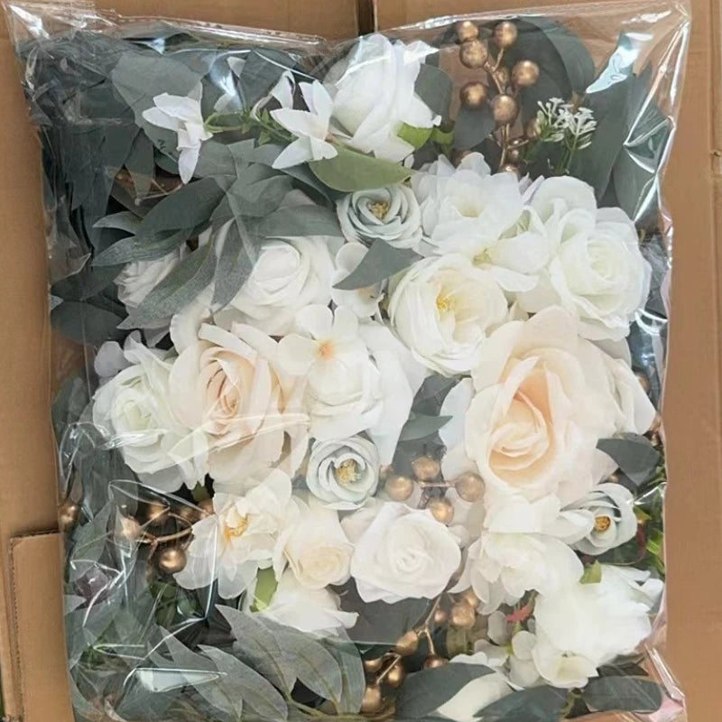 Artificial Wedding Arch Flowers Kit Boho Dusty Rose Blue Eucalyptus Garland Drapes for Wedding Decorations Welcome Sign