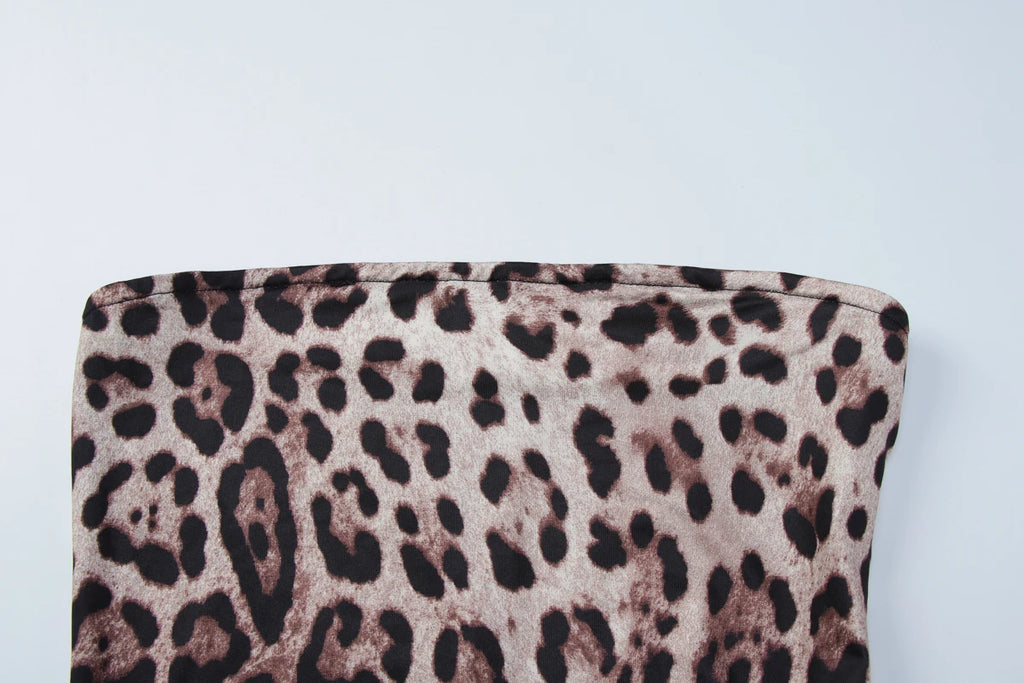 Dulzura Chest Wrapping Backless Slim Leopard Print Jumpsuit Women'S Fashion Sexy Elegant Romper Party Club Street Summer Clothes