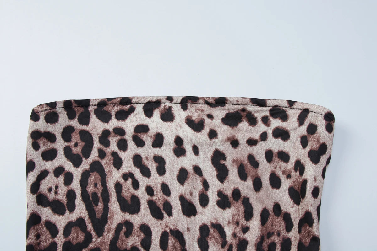 Dulzura Chest Wrapping Backless Slim Leopard Print Jumpsuit Women'S Fashion Sexy Elegant Romper Party Club Street Summer Clothes