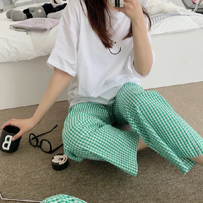 Women's 2-Piece Pajamas Homewear Spring And Autumn Pajamas Summer Pajamas Women's Short-Sleeved Trousers Casual Homewear Sets