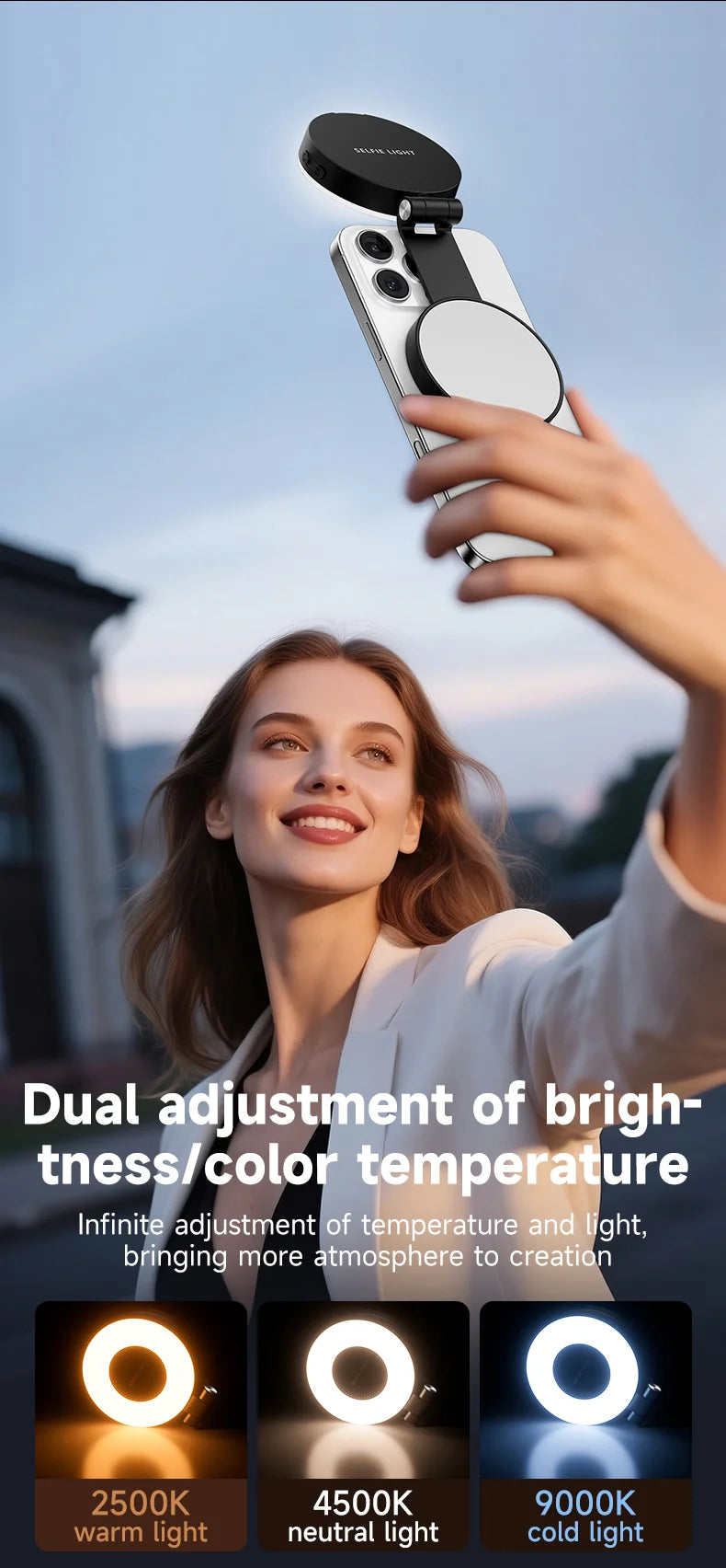 LED Selfie Fill Light for Magsafe Phone Adjustable Brightness Magsafe-Compatible Smartphone Vlog Photography Video Accessory