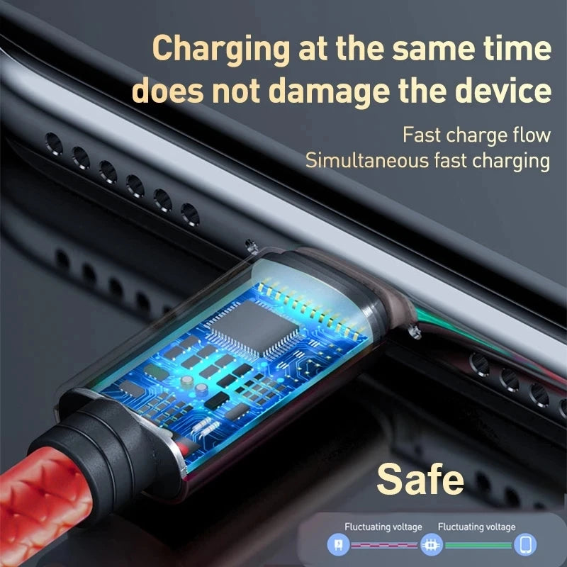 3in1 Data USB Cable for iPhone Fast Charger Charging Cable For Android phone type c xiaomi huawei Samsung Charger Wire For iPad