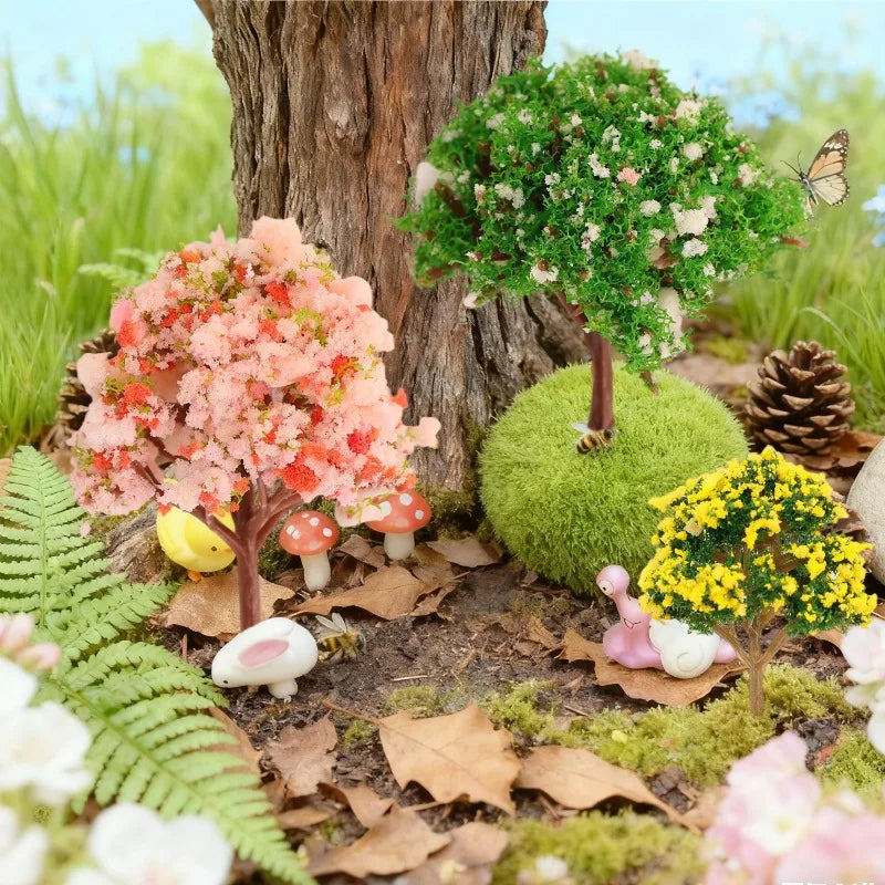 DIY Miniature Artificial Landscape Trees Micro Flower Tree Figurines Artificial Scenery Tree Moss Bonsai Ornament Tabletop Decor