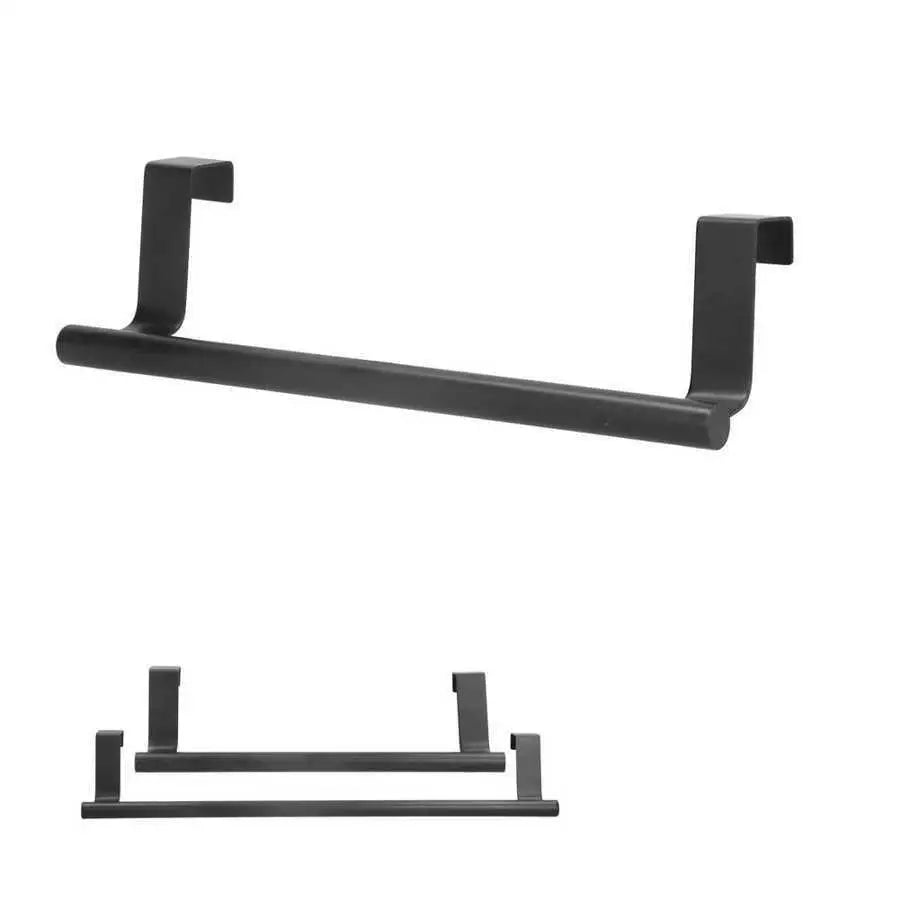 2Pcs Towel Rack Black Punch Free Cabinet Door Hanging Storage Organizer for Bathroom Kitchen for home Supplies 23cm 36cm
