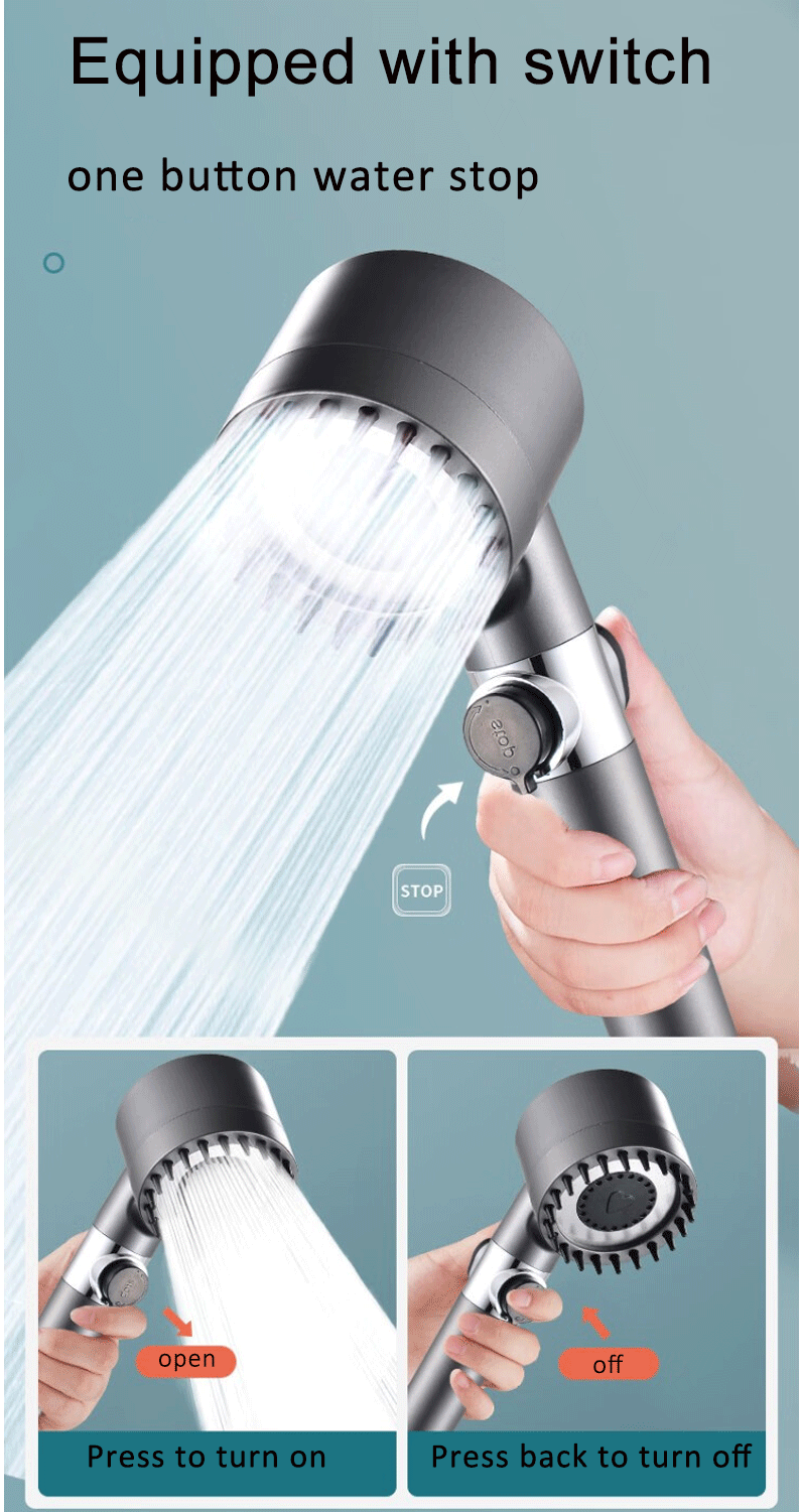 New Pressurized Shower 4 Modes Adjustable Water Saving Shower High Pressure Showerhead With Filter Bathroom Massage Shower