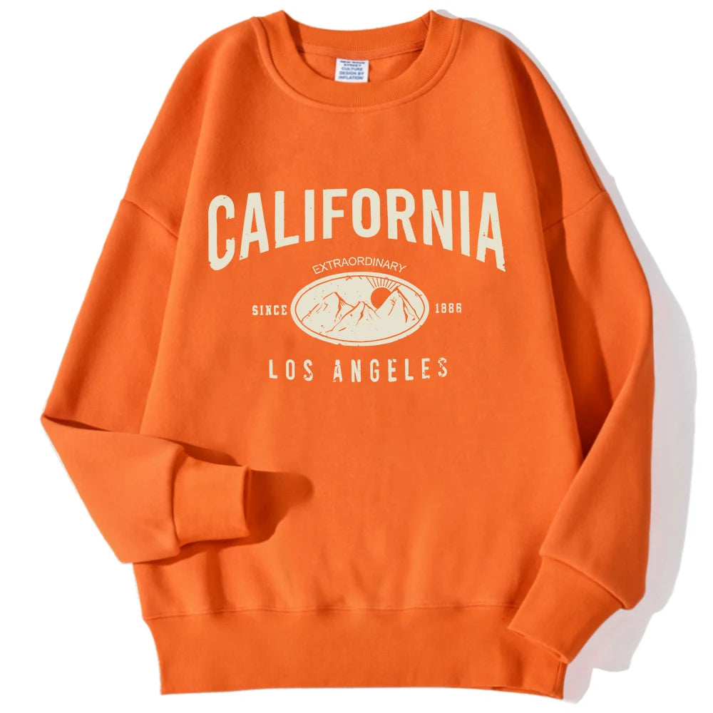 New York California Malibu Letter Sweatshirts Winter Women Casual Loose Hoodie Fleece Warm Crewneck Pullover Comfortable Clothes