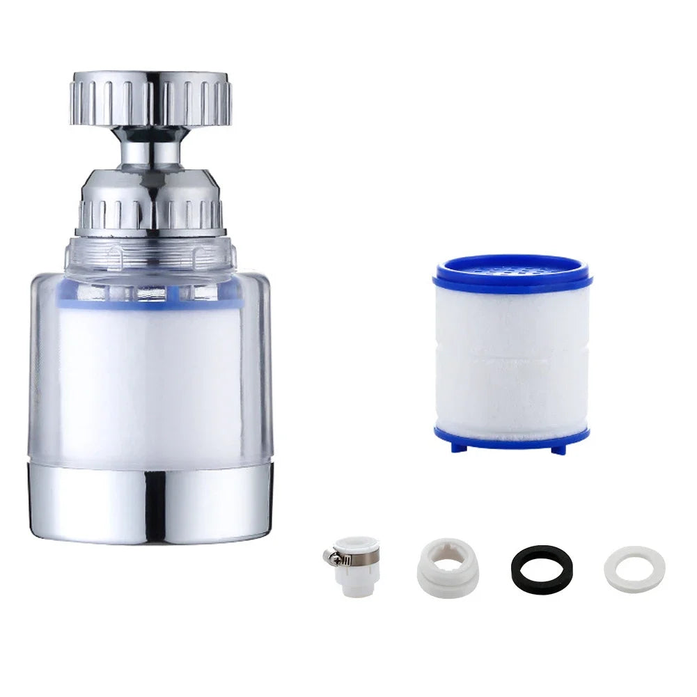 360 Degree Water Filter Tap with PP Cotton Filter Element Tap Extension Interchangeable Filter Element for Kitchen Bathroom
