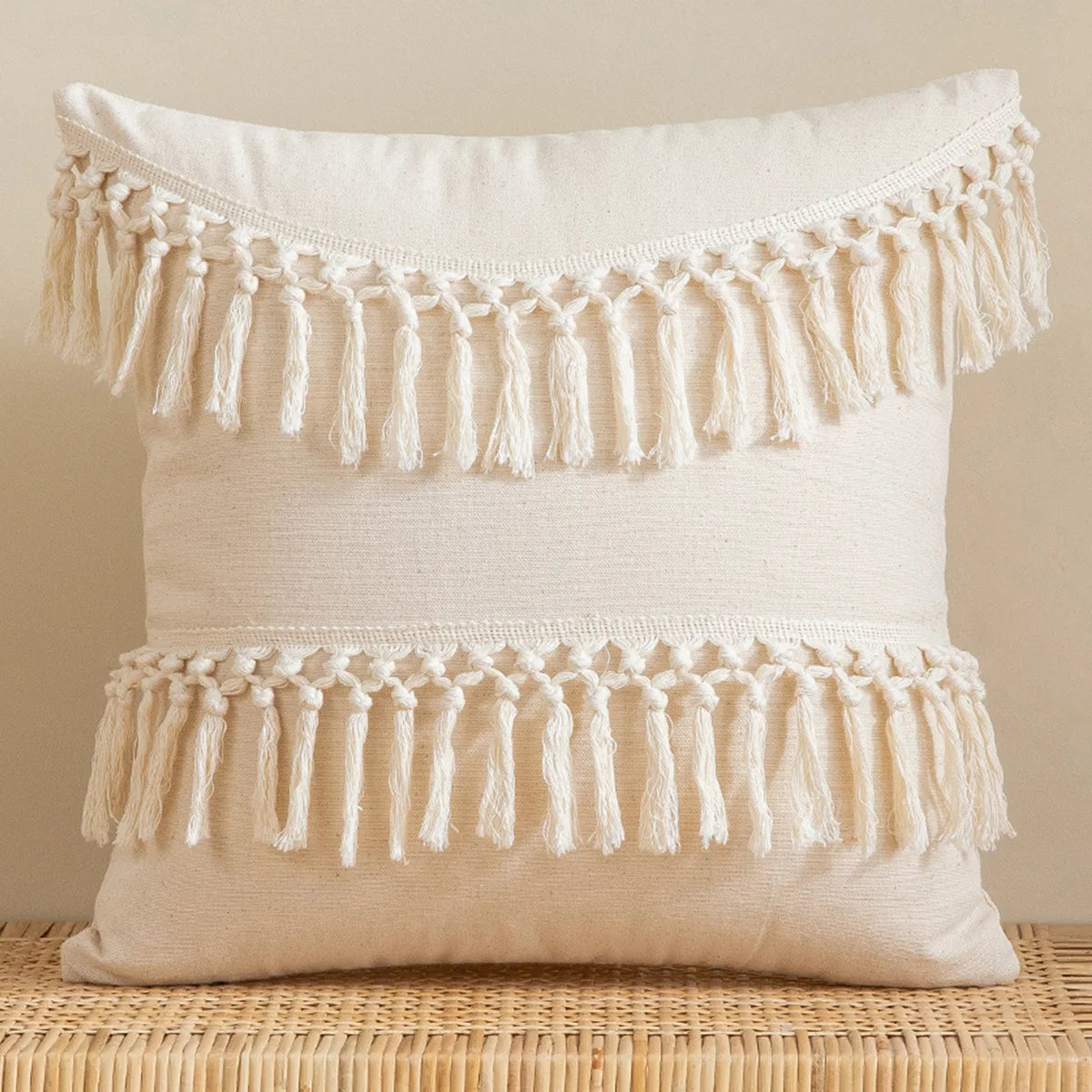 30x50cm 45x45cm Tassel White Throw Pillow Cover Cotton Linen Farmhouse Lumbar Pillowcase Indoor Outdoor Decorative Cushion Cover
